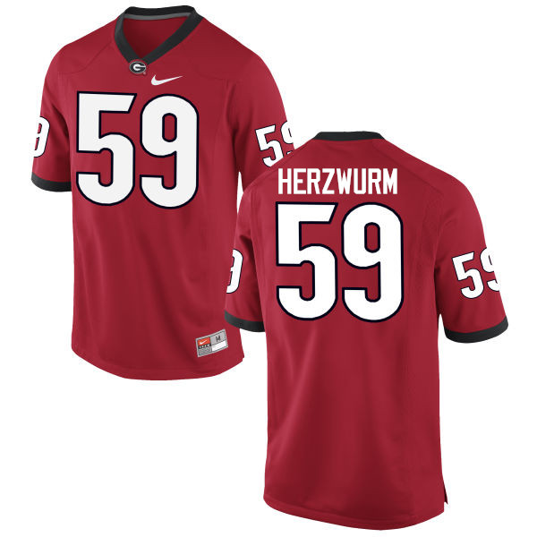 Men Georgia Bulldogs #59 Matthew Herzwurm College Football Jerseys-Red